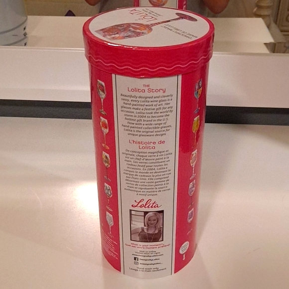 NWT in Box Lolita "Dragonfly Magic" Hand-Painted Love My Wine Glass 15 oz - Picture 2 of 12